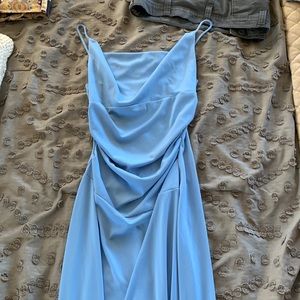 Baby blue cowl neck dress